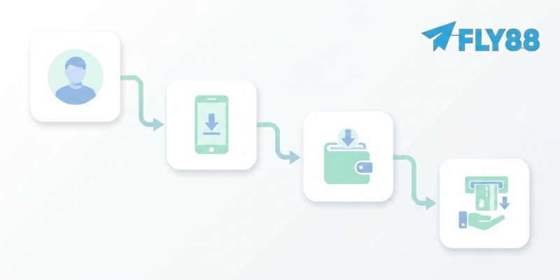 4 bước đăng ký - tải app - nạp tiền - rút tiền